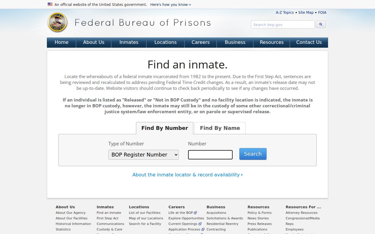 Lake County arrest lookup fallback through the federal inmate locator